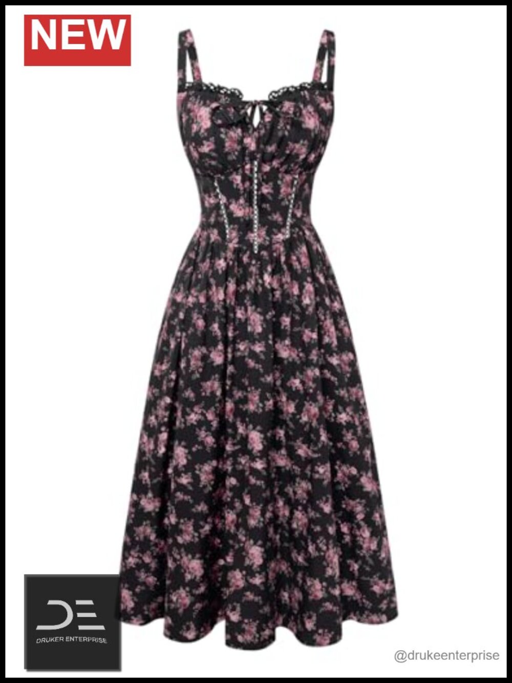 Scarlet Darkness Women Floral Corset Dress Milkmaid Sundress